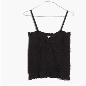 Madewell Smocked Black Tank Top XS AN474